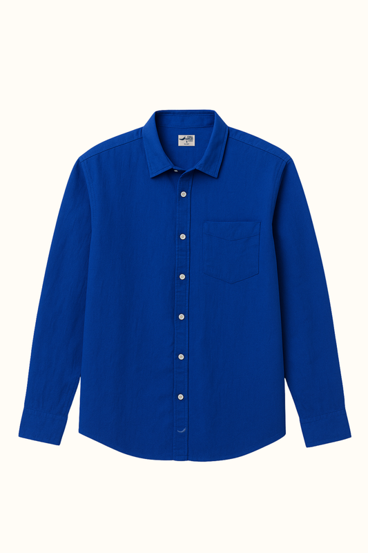 Camisa Lino Niza Clásica Azul Cobalto