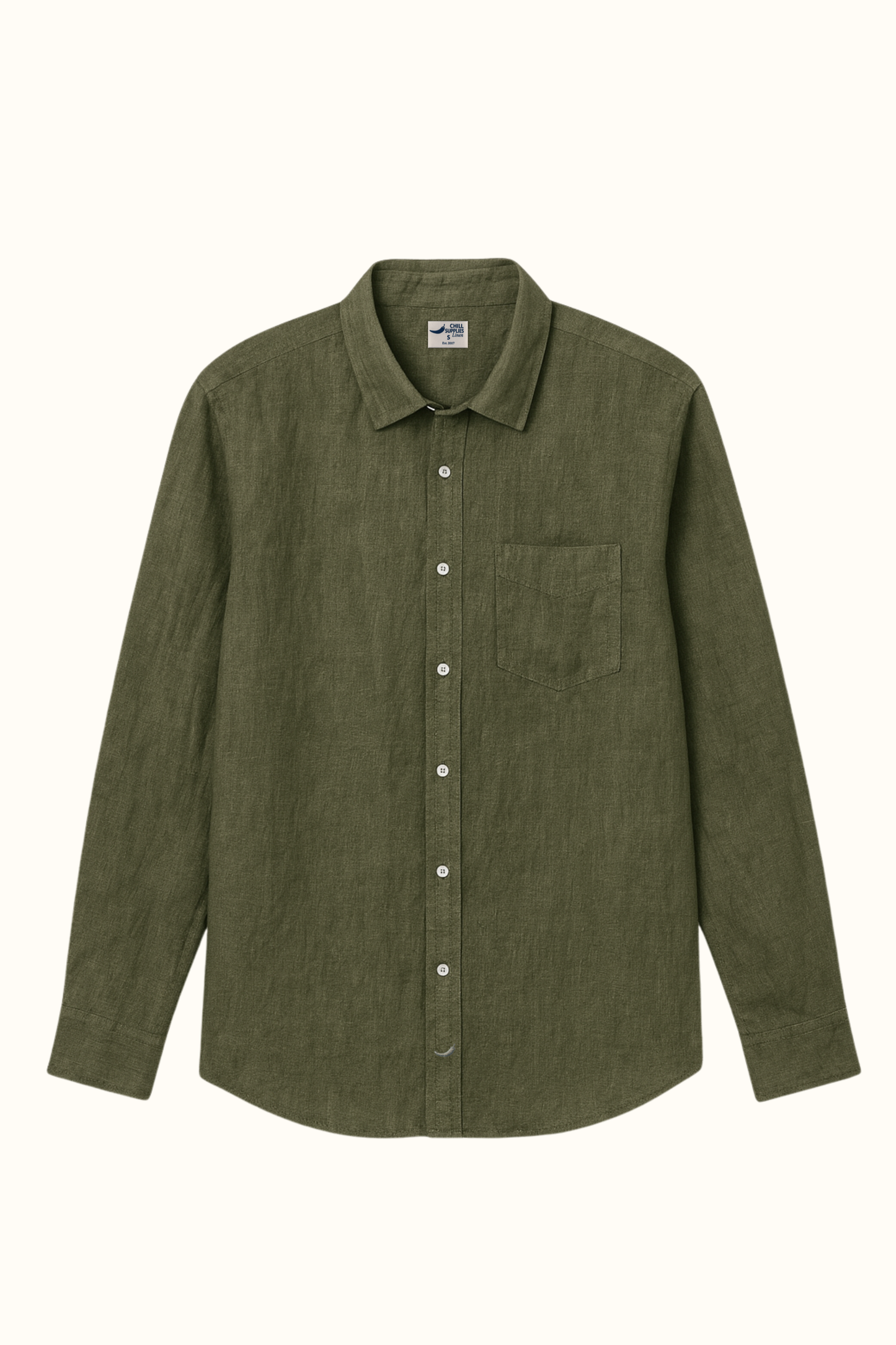 Camisa Lino Niza Clásica Verde Olivo