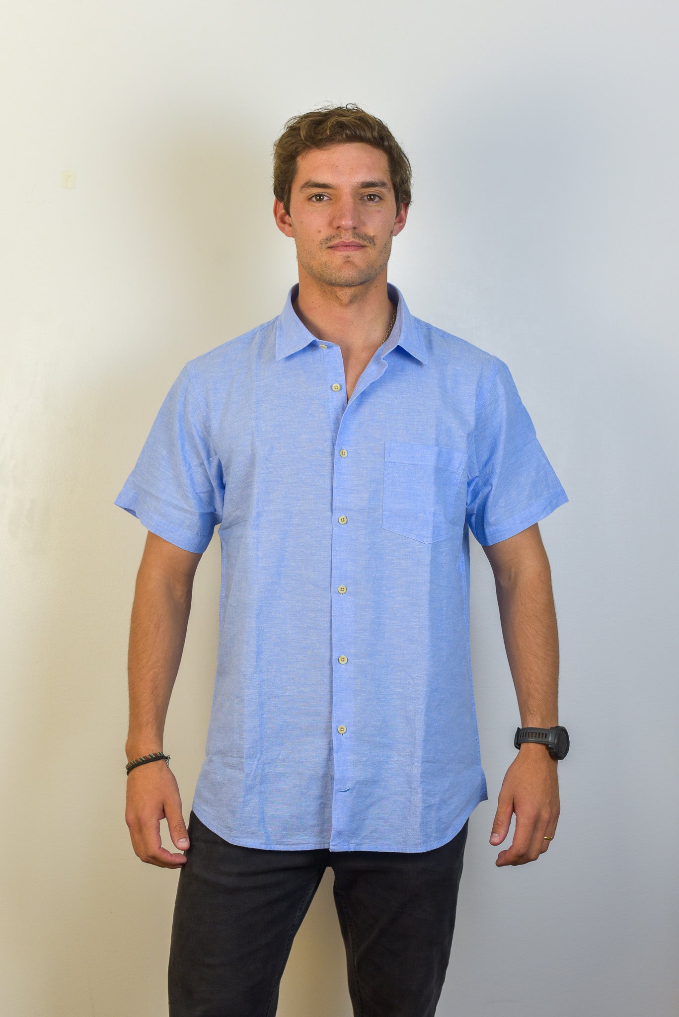 Camisa de Lino Capri Manga Corta