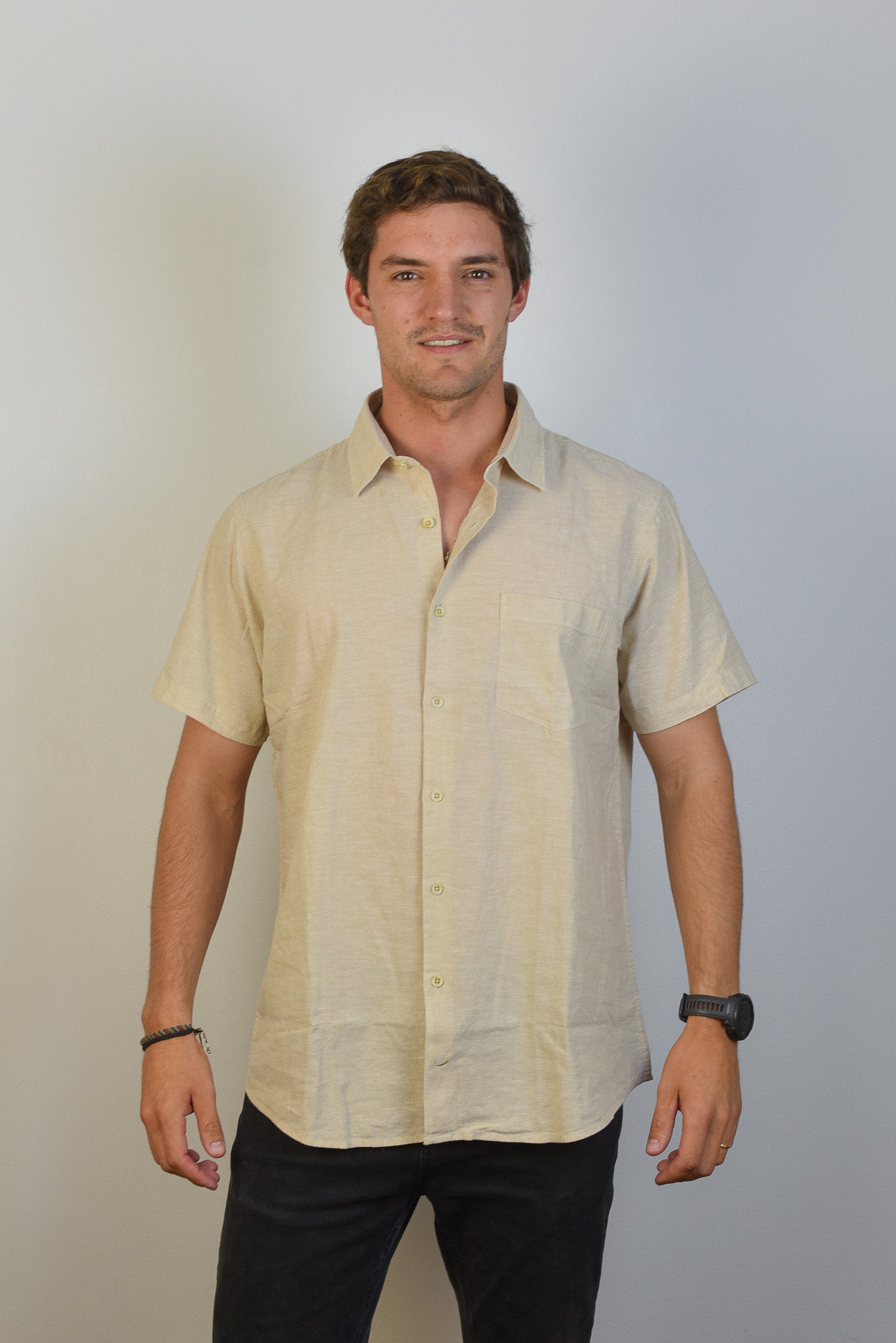 Camisa de Lino Capri Manga Corta