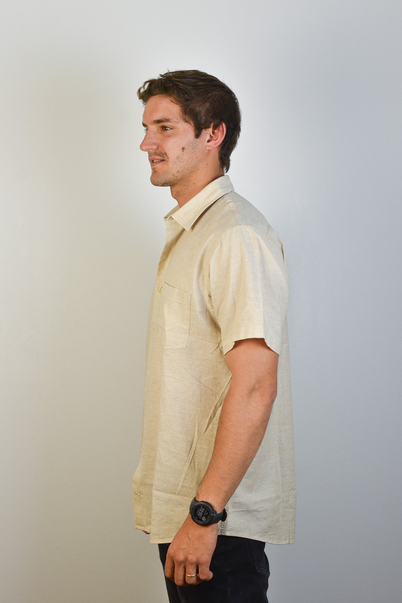 Camisa de Lino Capri Manga Corta
