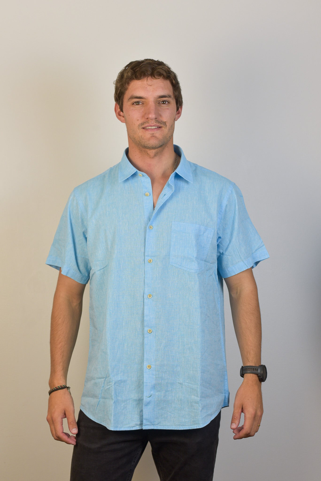 Camisa de Lino Capri Manga Corta