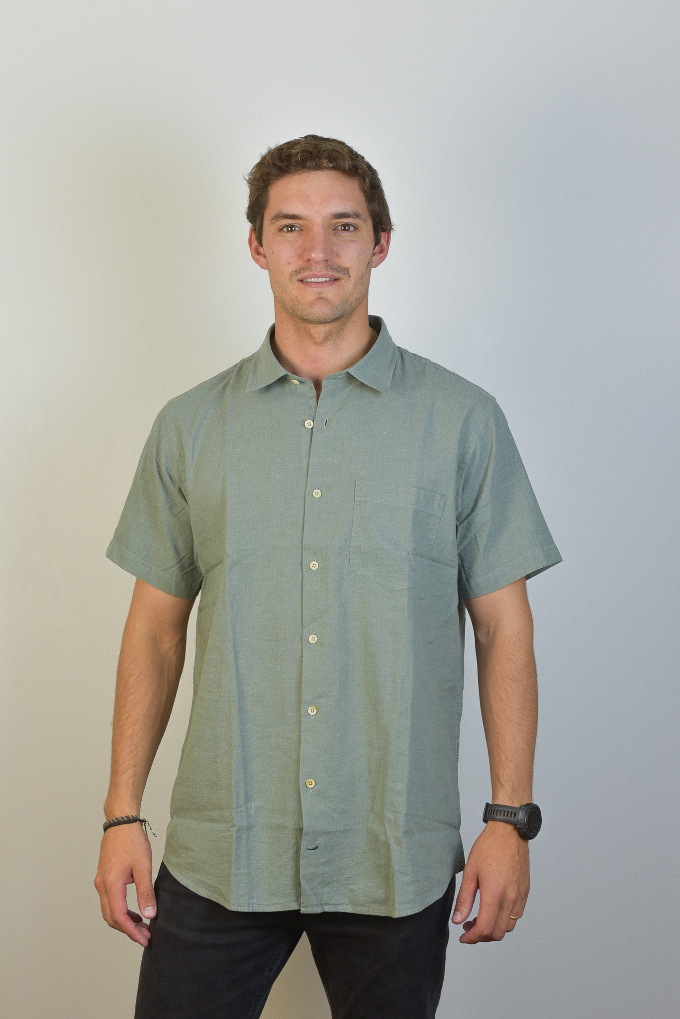 Camisa de Lino Capri Manga Corta