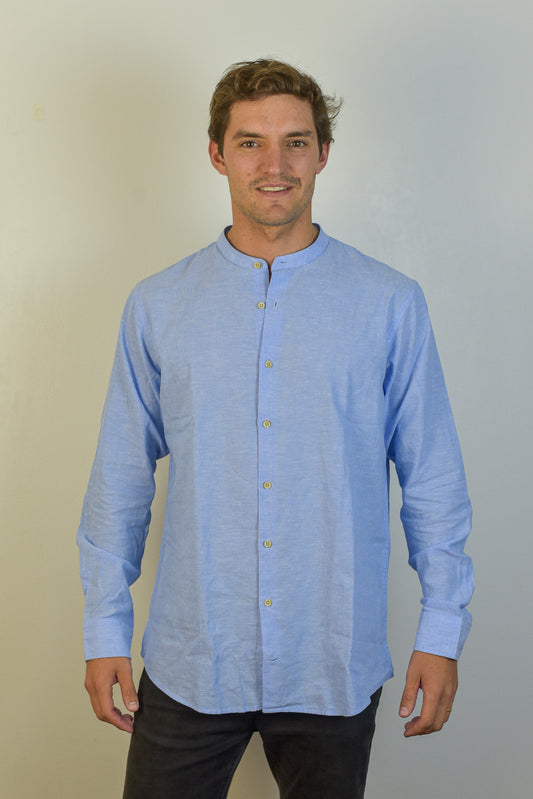 Camisa de Lino Capri Cuello Mao