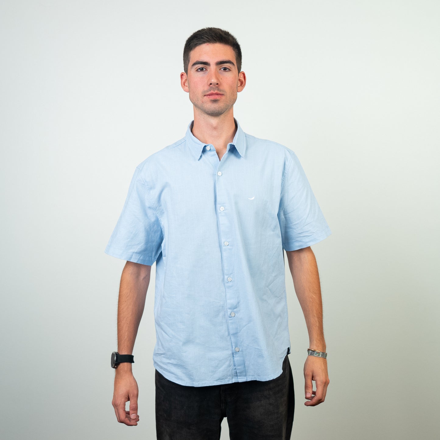 Camisa de Lino Belfast Celeste