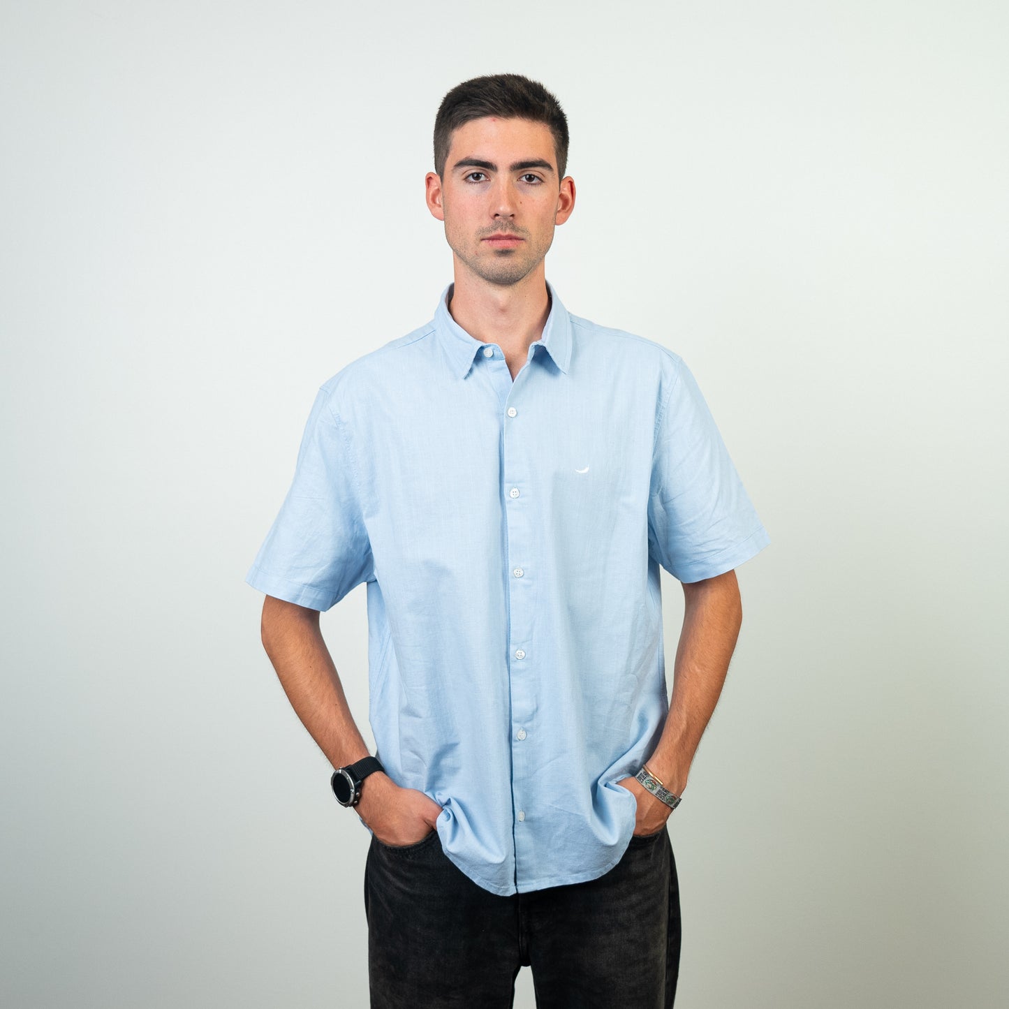 Camisa de Lino Belfast Celeste