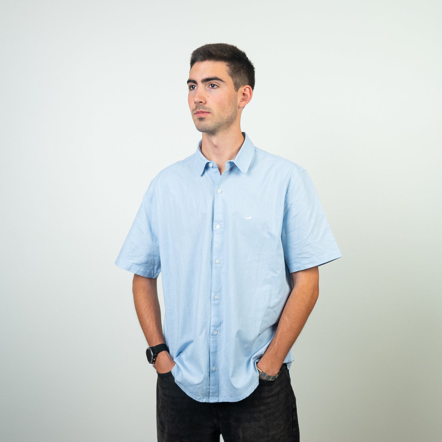 Camisa de Lino Belfast Celeste