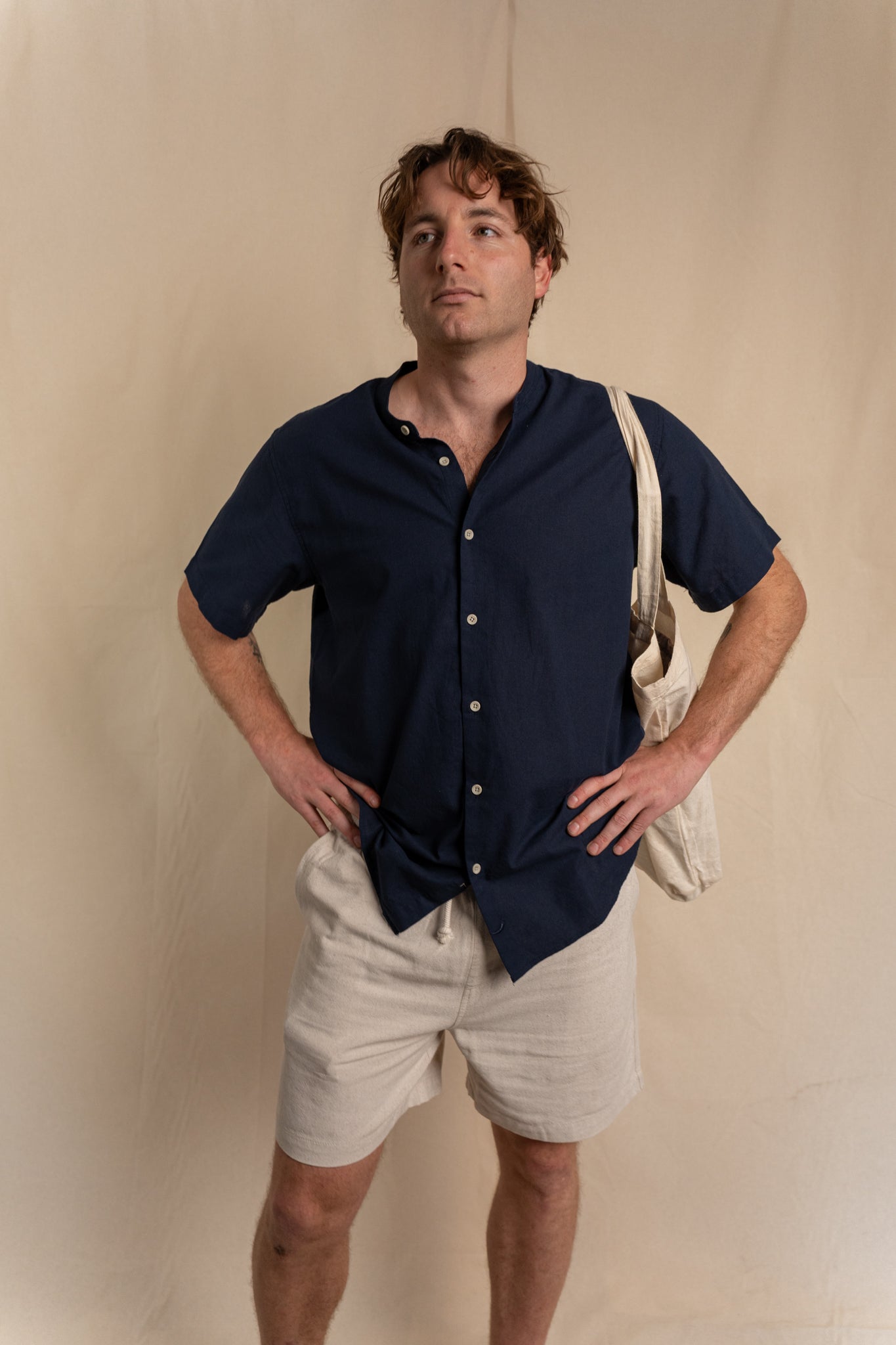 Camisa Lino Niza Mao M. Corta Navy