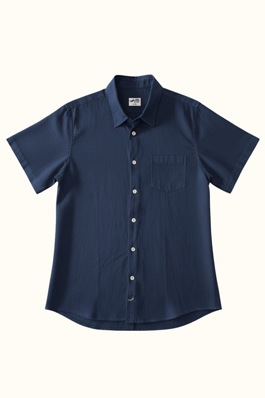 Camisa Lino Niza Manga Corta Navy