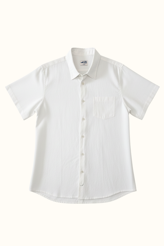 Camisa Lino Niza Manga Corta Blanca