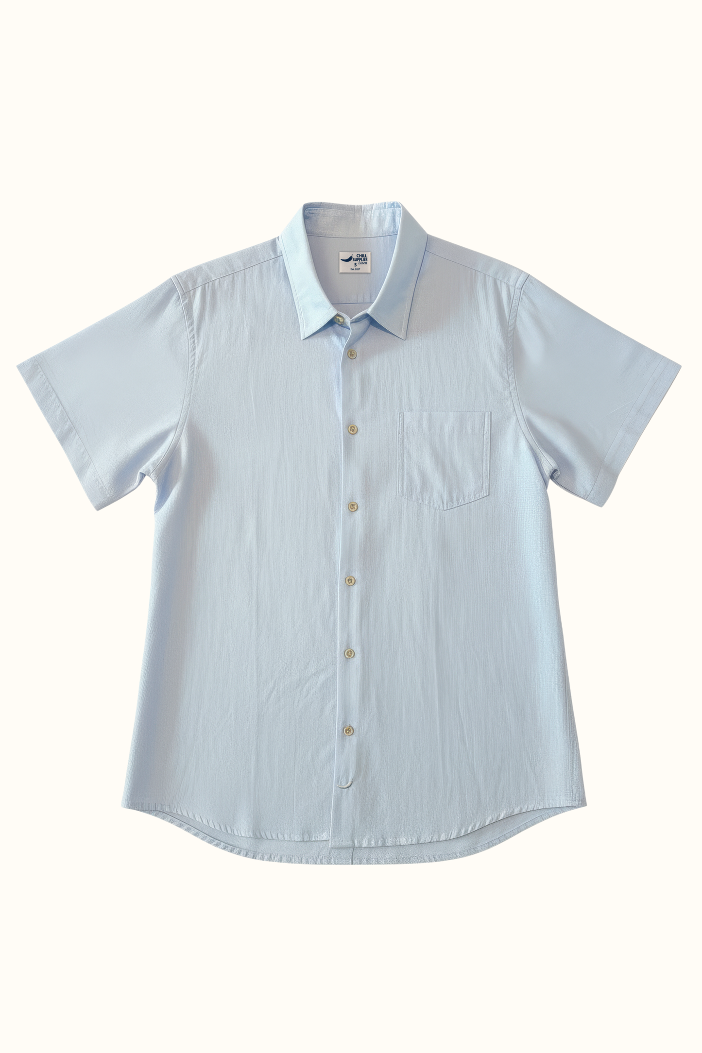 Camisa Lino Niza Manga Corta Celeste
