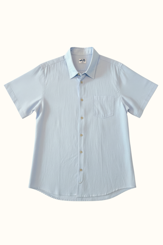 Camisa Lino Niza Manga Corta Celeste