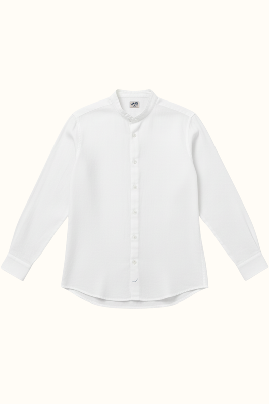 Camisa Lino Niza Cuello Mao Blanca