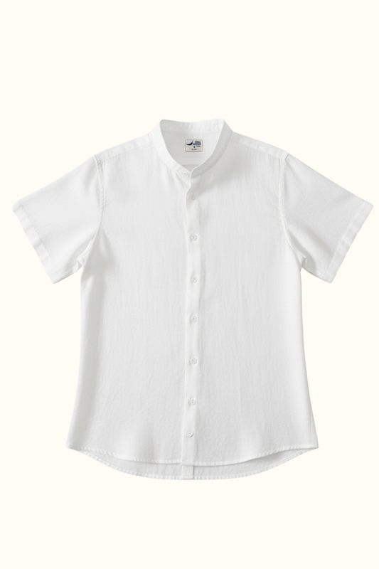 Camisa Lino Niza Mao M. Corta Blanca