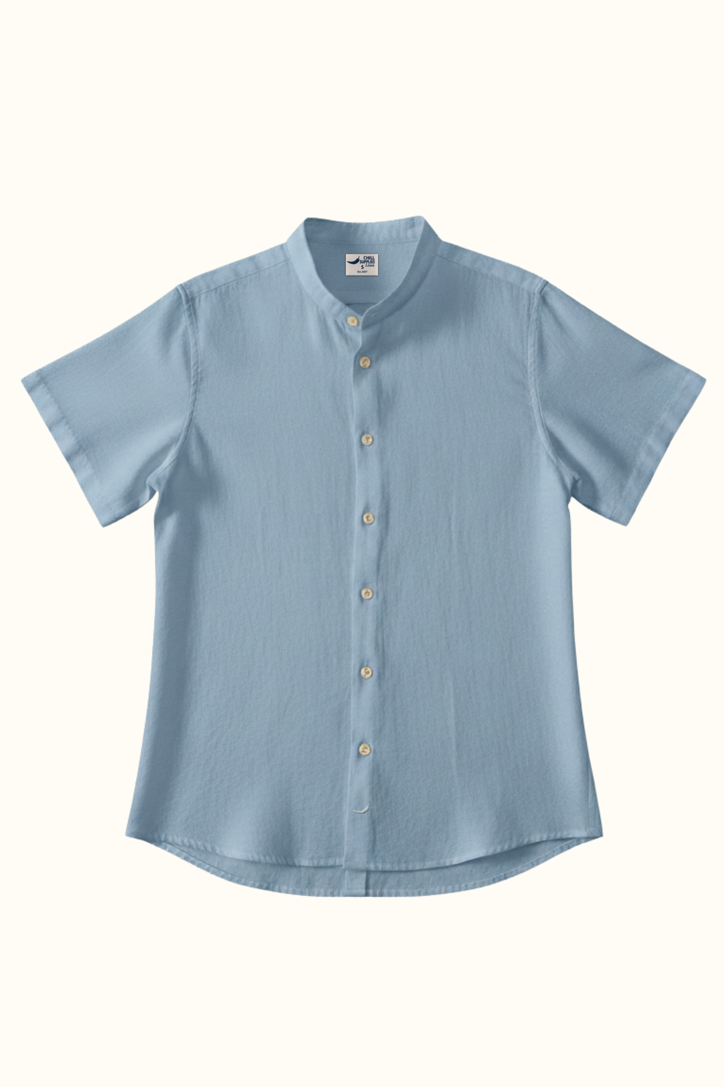 Camisa Lino Niza Mao M. Corta Celeste