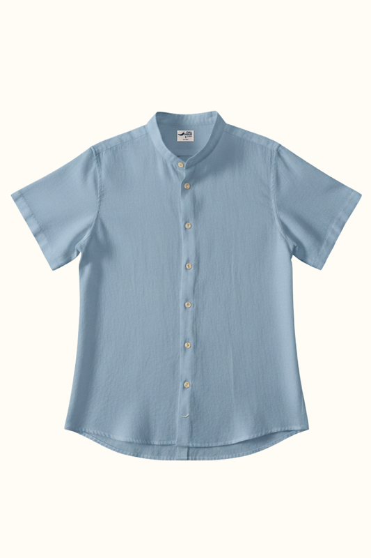 Camisa Lino Niza Mao M. Corta Celeste
