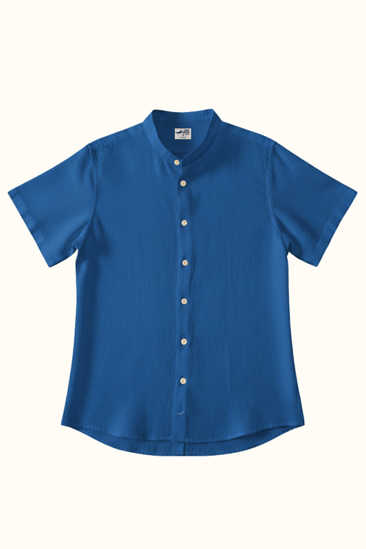 Camisa Lino Niza Mao M. Corta Azul Cobalto