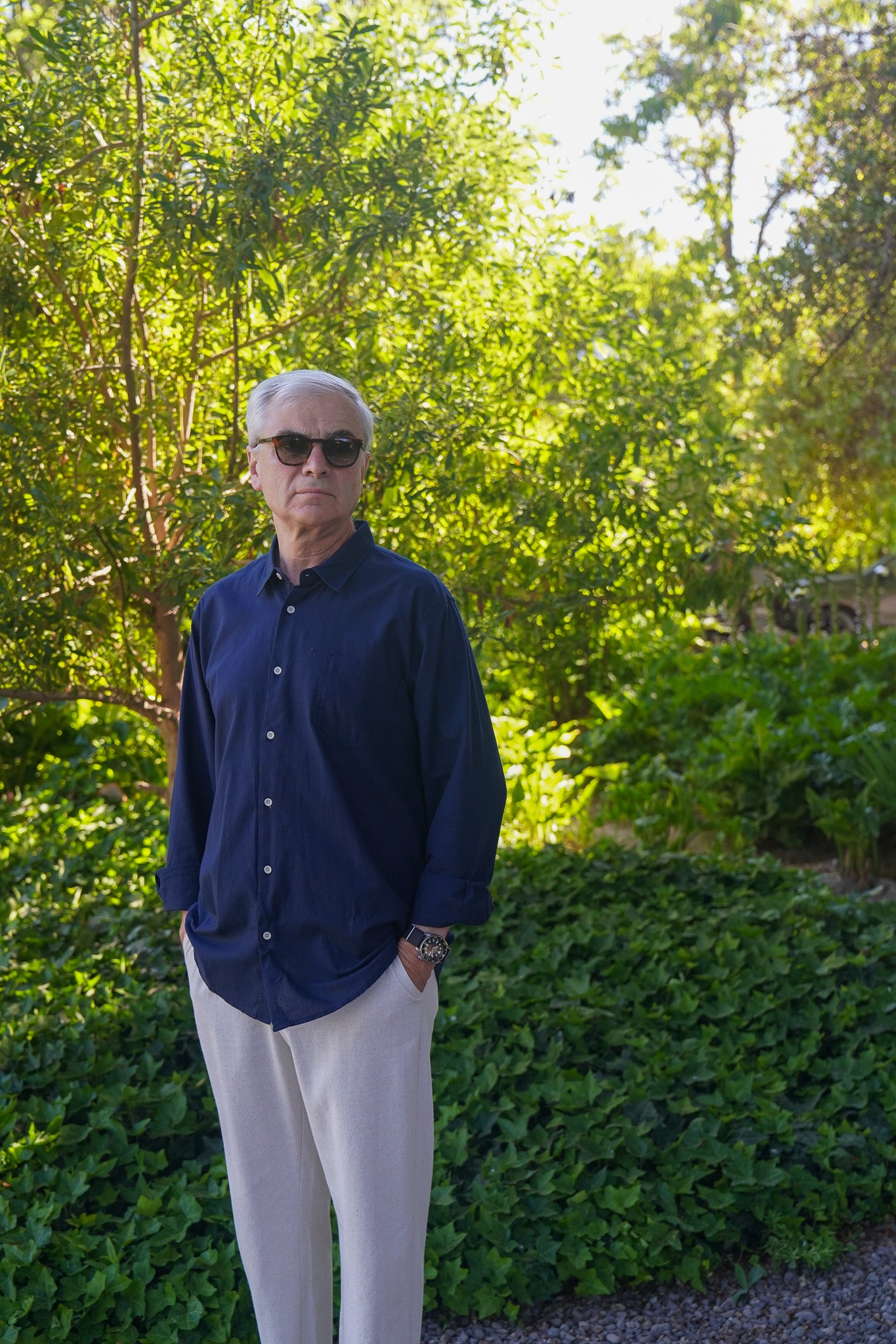 Pantalón de Lino Pinzas Beige