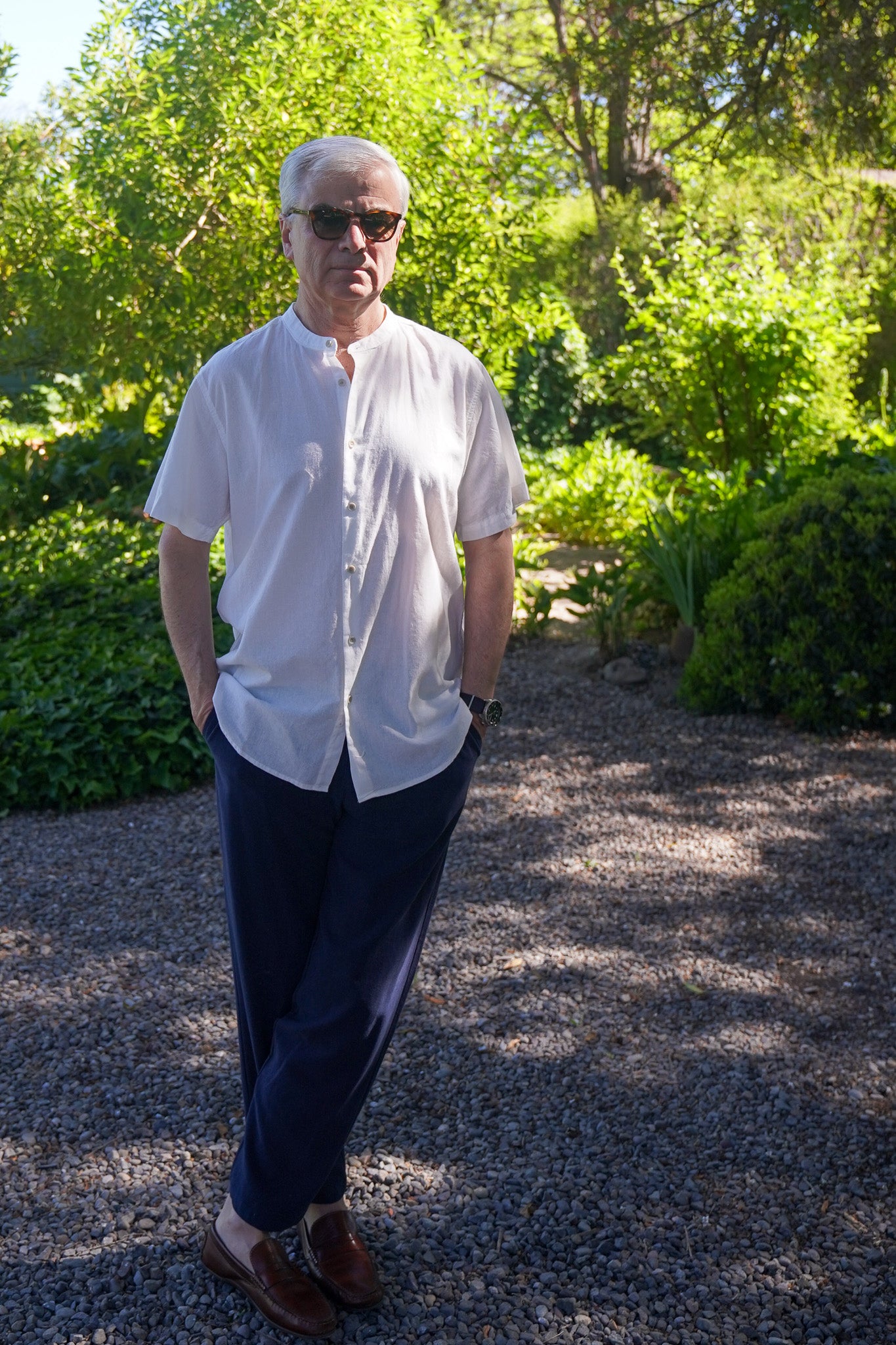 Camisa Lino Niza Mao M. Corta Blanca