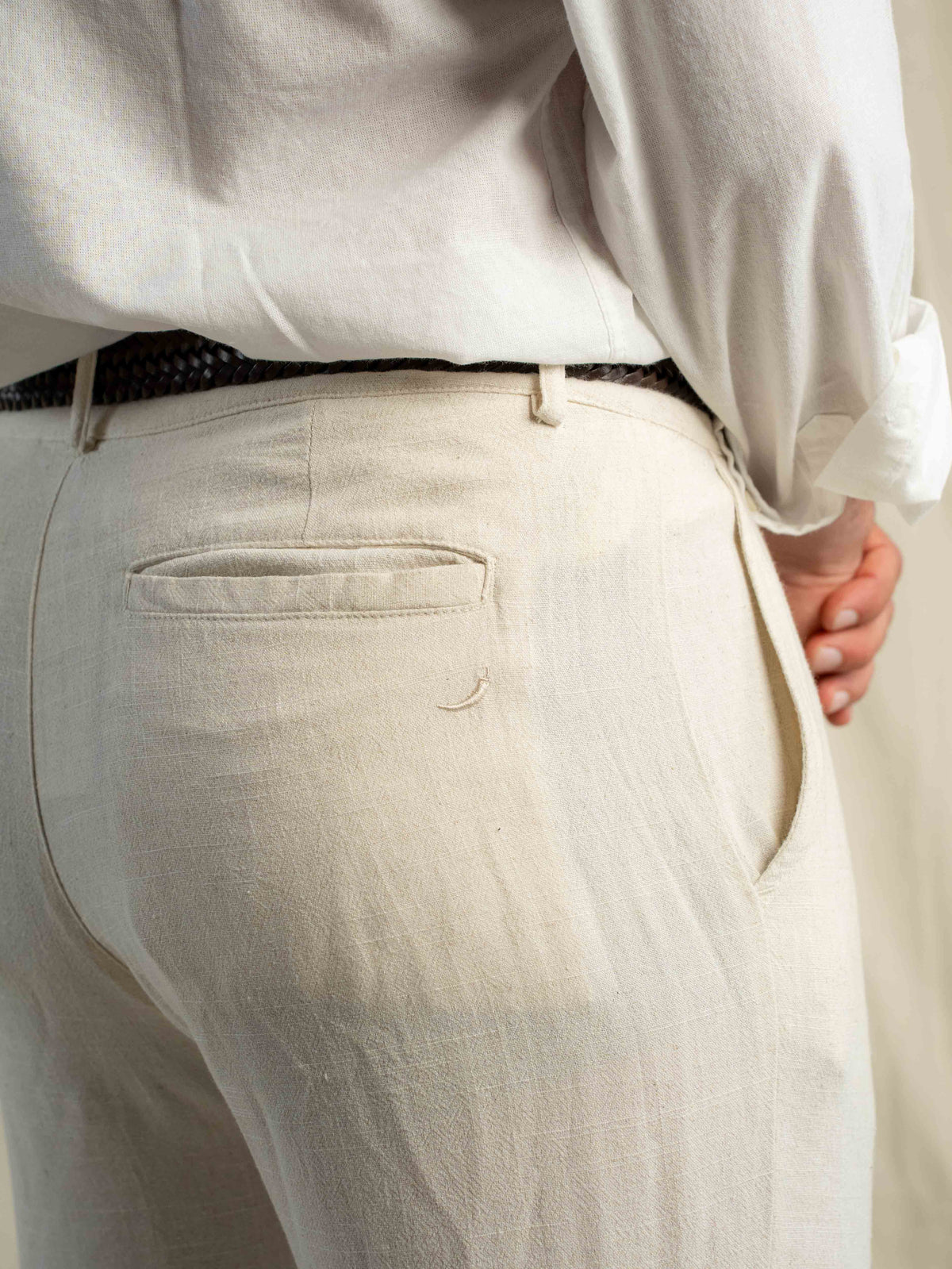 Pantalón Lino Pinzas Beige