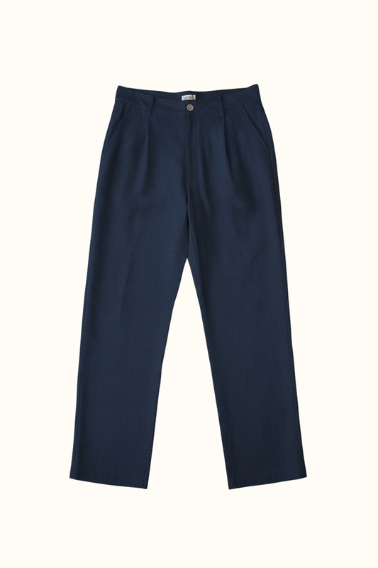 Pantalón de Lino Pinzas Navy