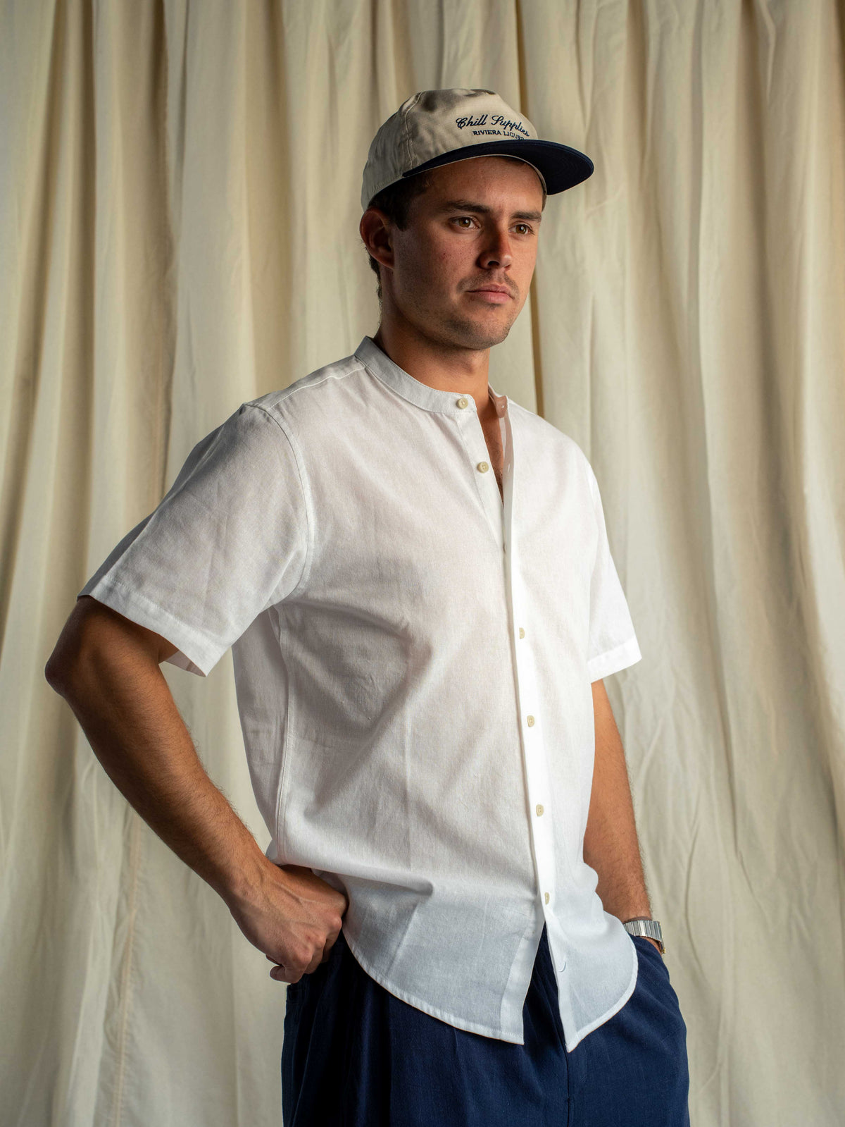 Camisa Lino Rapallo Mao Corta Blanca