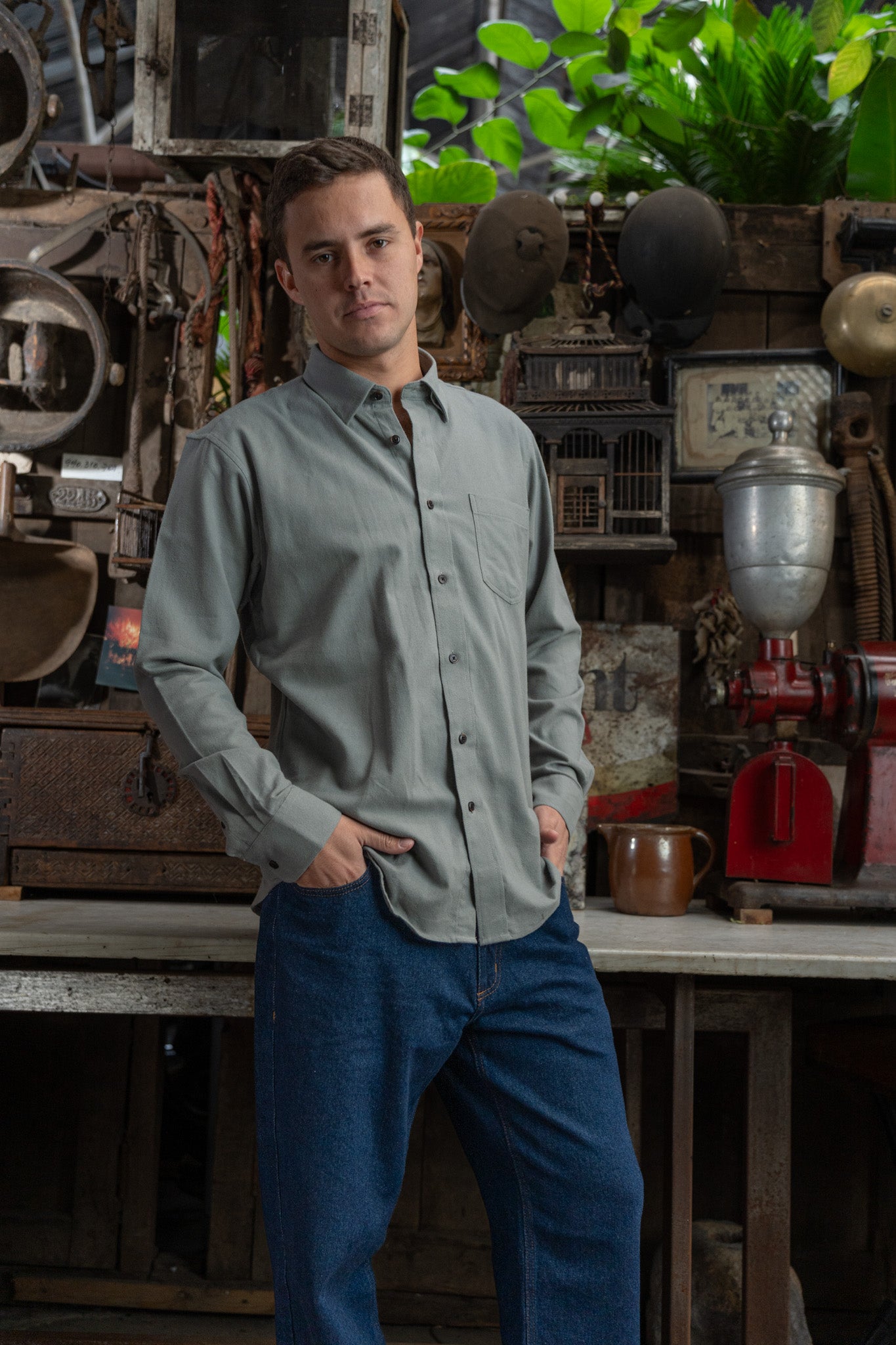 Camisa Franela Cardiff Gris