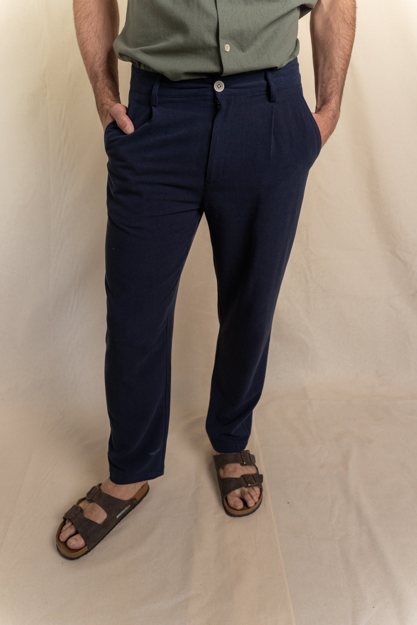 Pantalón de Lino Pinzas Navy
