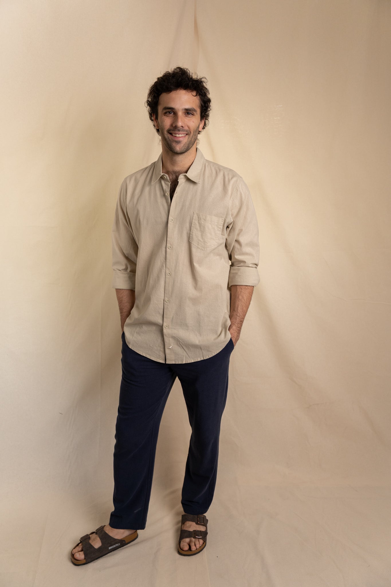 Camisa Lino Niza Clásica Arena
