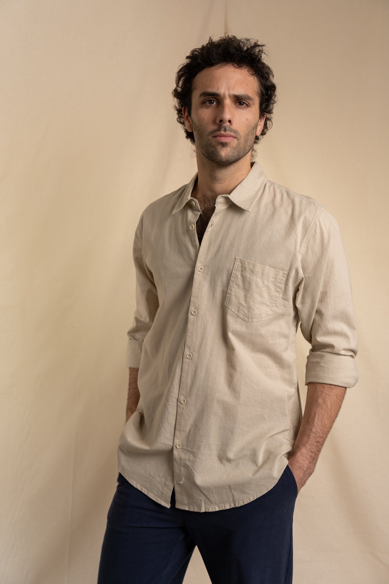 Camisa Lino Niza Clásica Arena