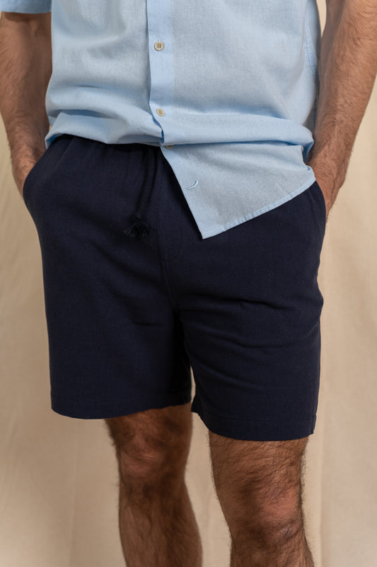 Shorts de Lino Azul Marino