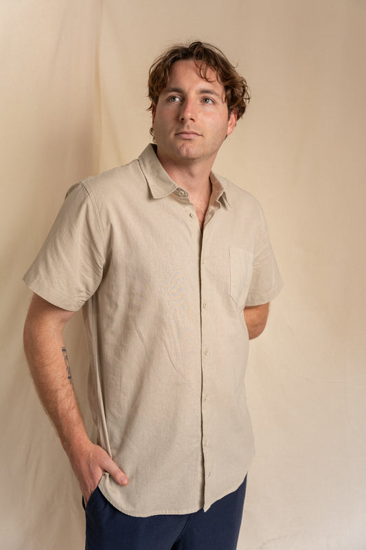 Camisa Lino Niza Manga Corta Arena