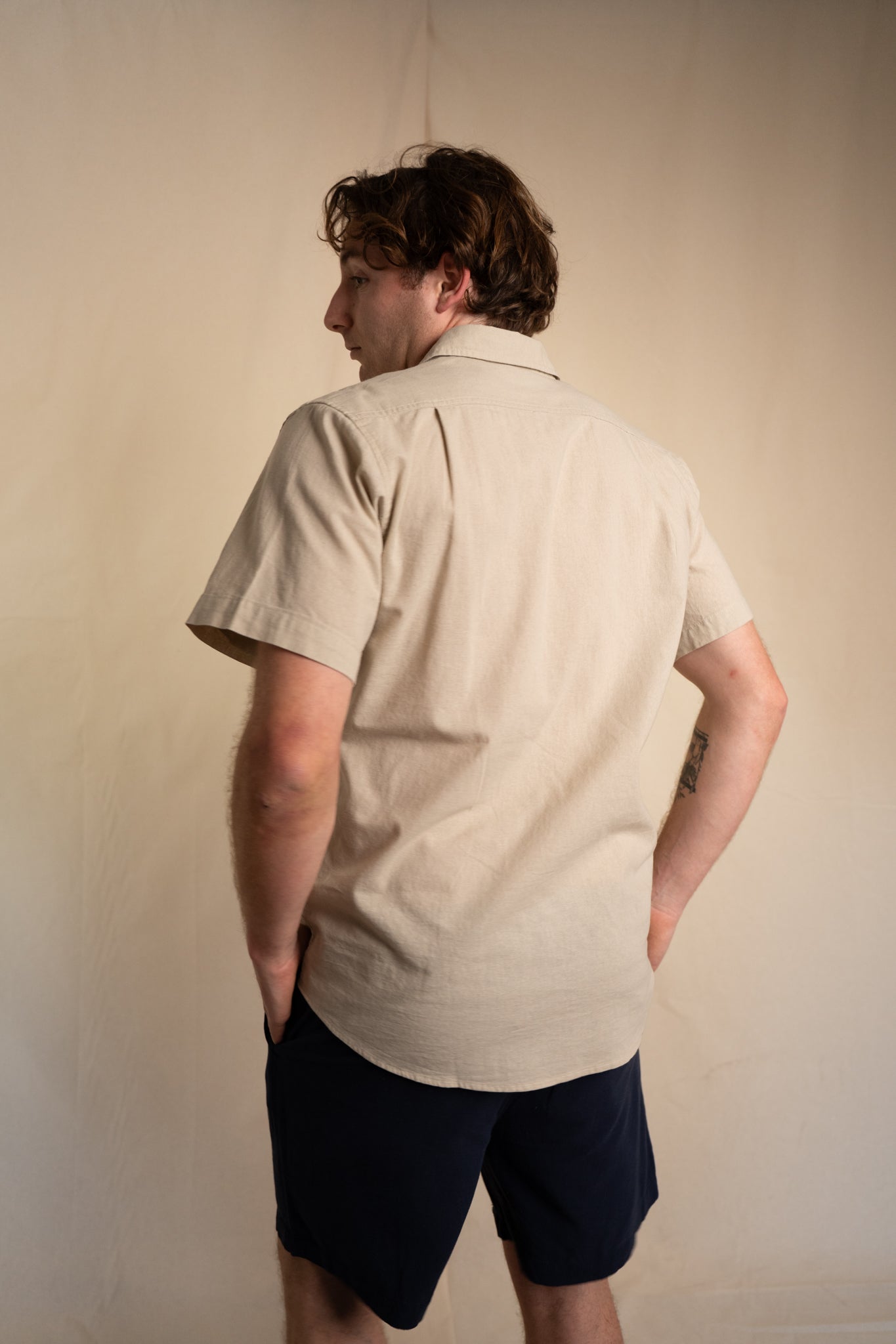 Camisa Lino Niza Manga Corta Arena