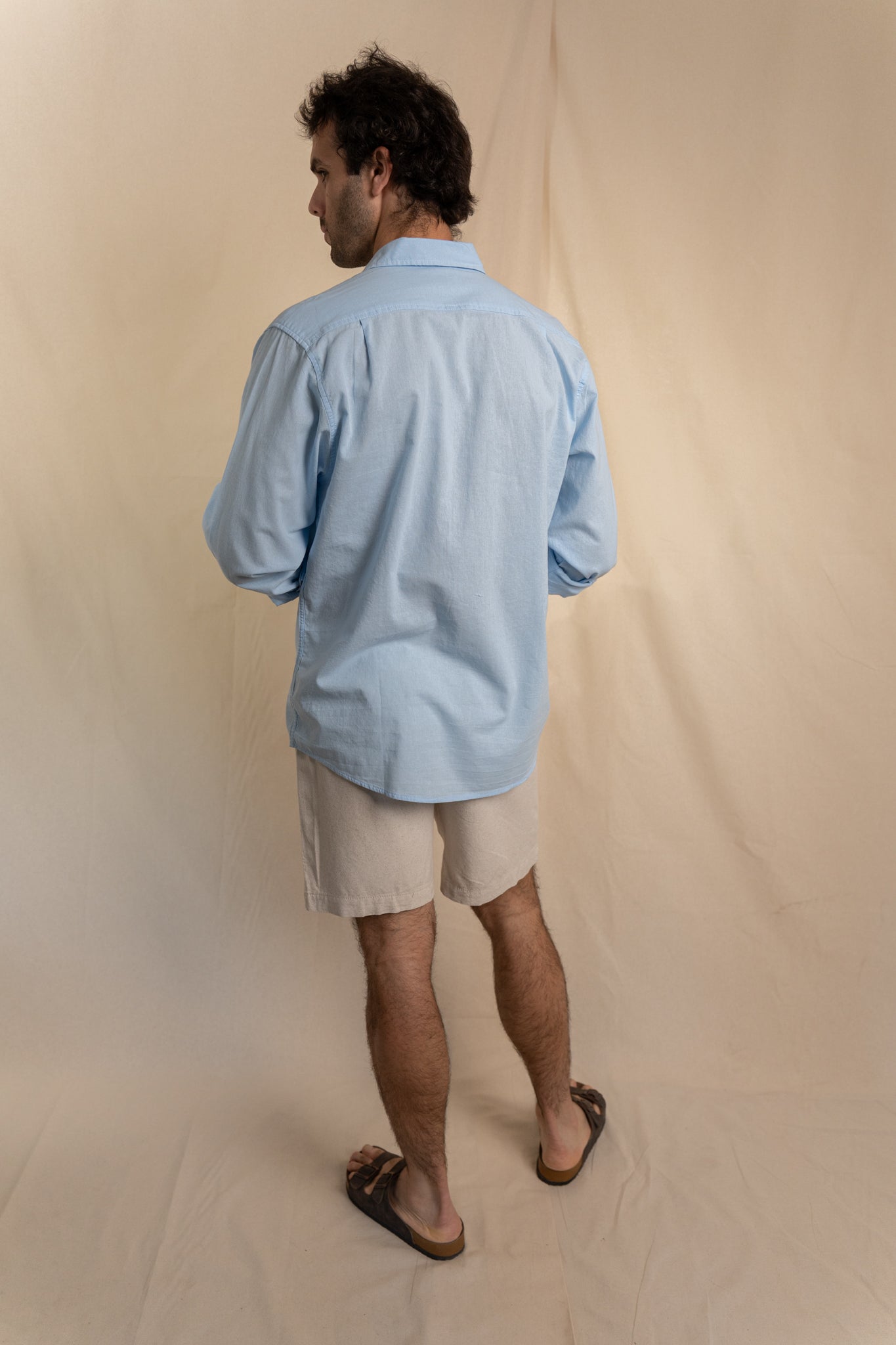 Camisa Lino Niza Clásica Celeste