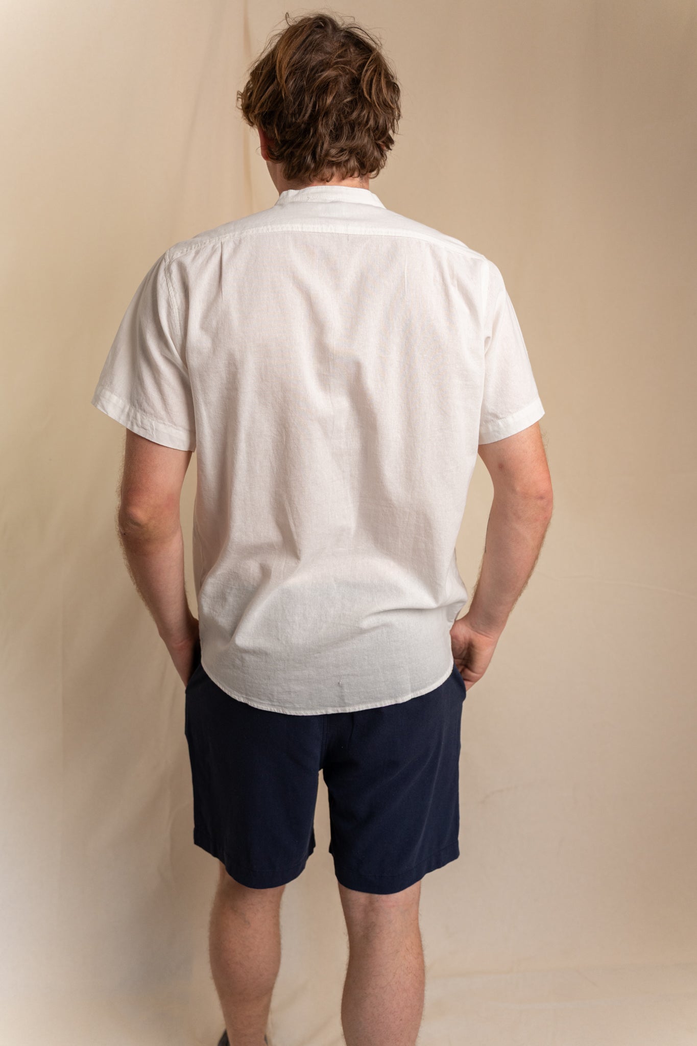 Camisa Lino Niza Mao M. Corta Blanca