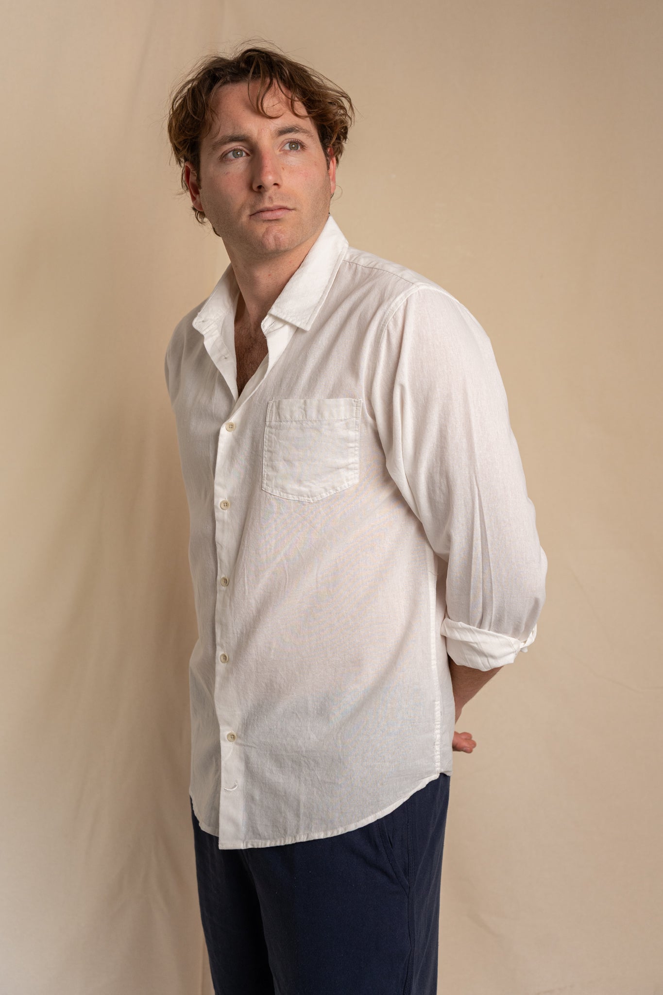 Camisa Lino Niza Clásica Blanca