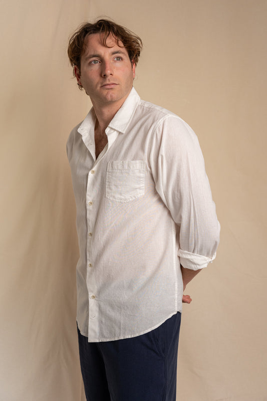 Camisa Lino Niza Clásica Blanca