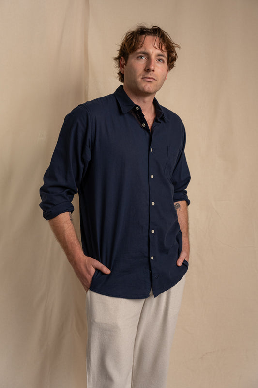 Camisa Lino Niza Clásica Navy