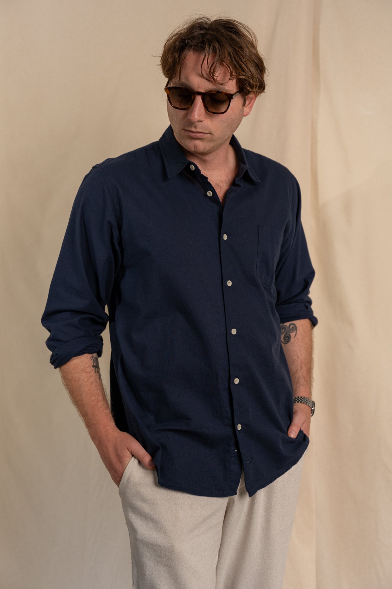 Camisa Lino Niza Clásica Navy