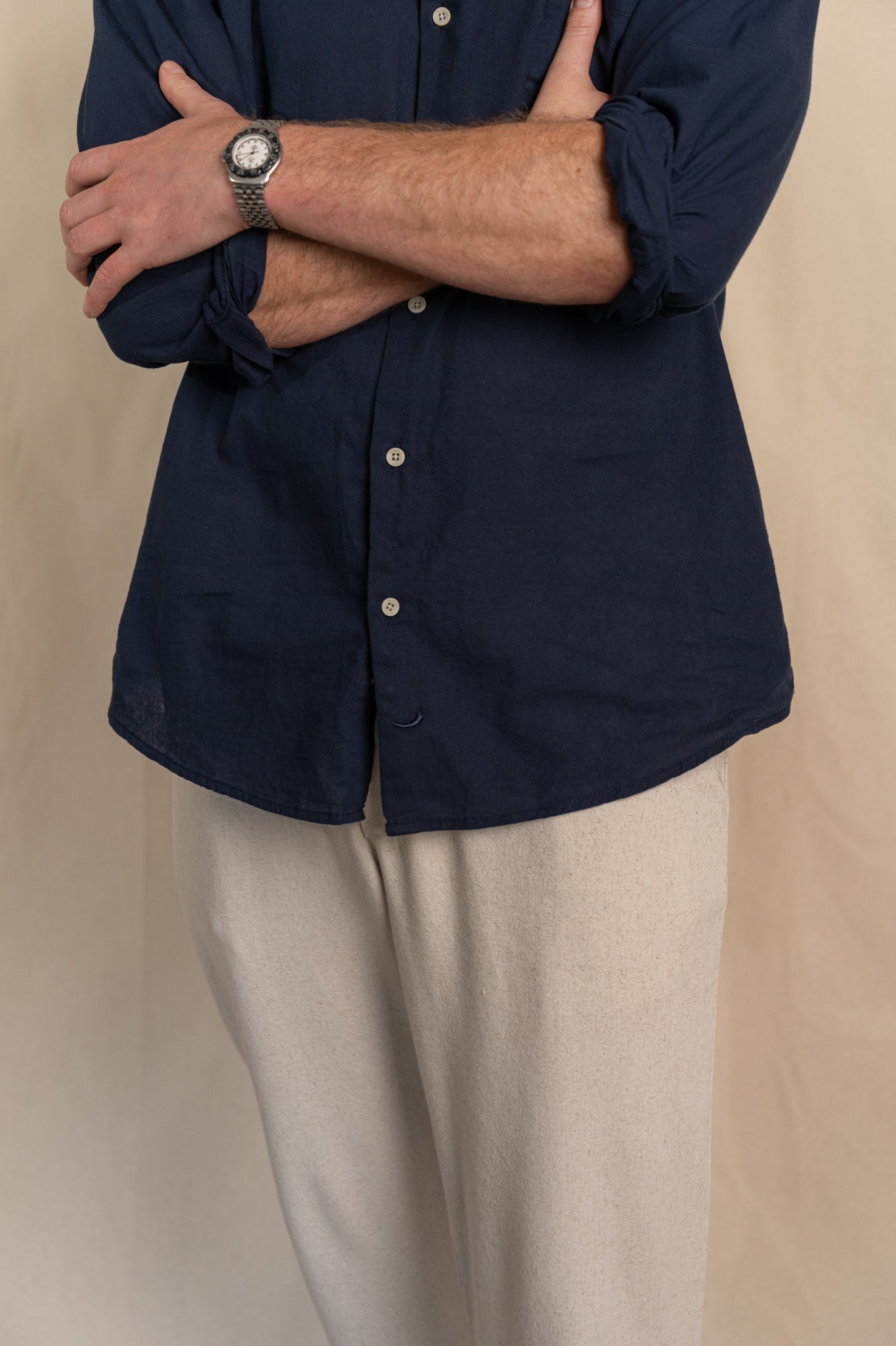 Camisa Lino Niza Clásica Navy