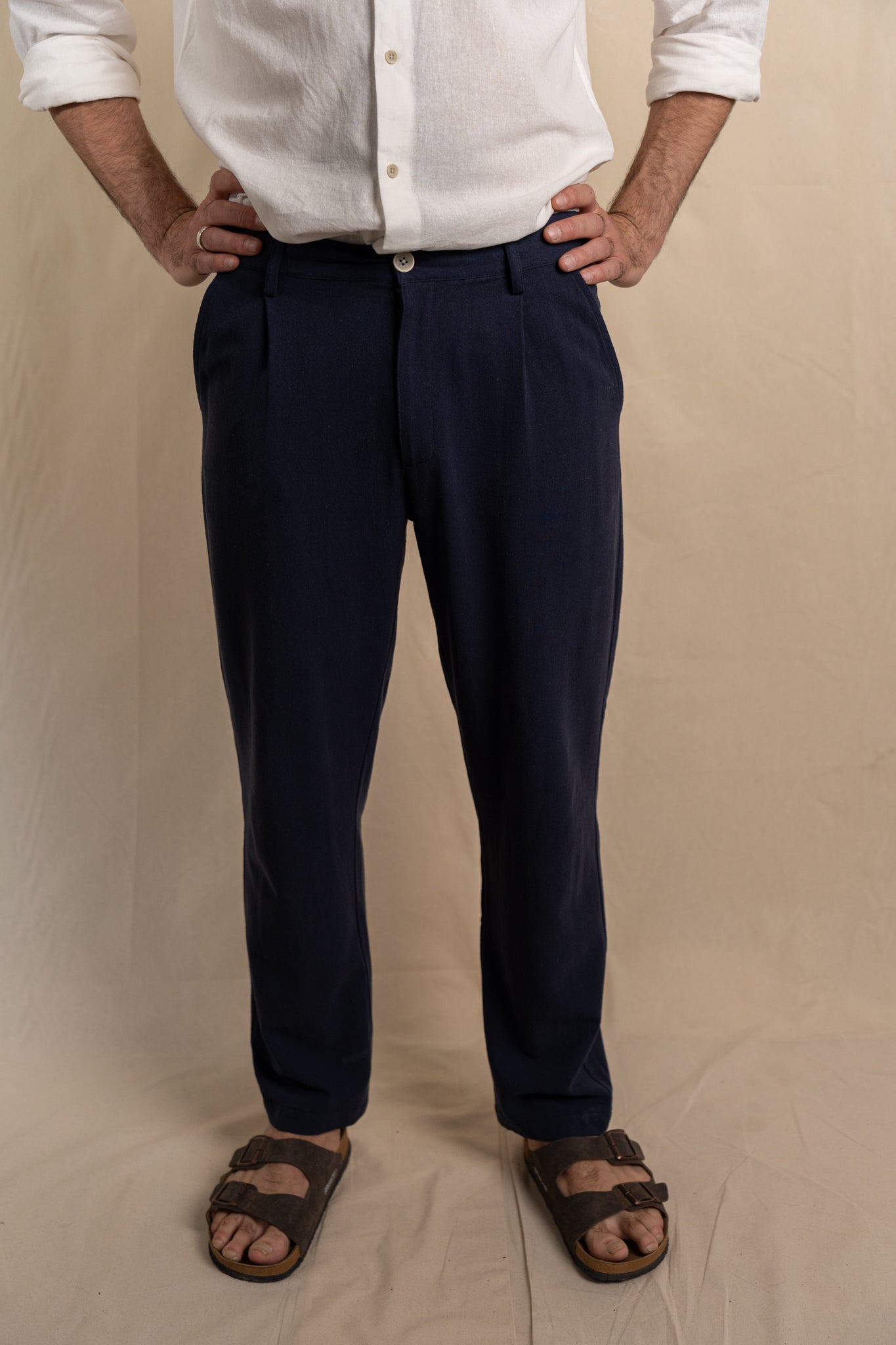 Pantalón de Lino Pinzas Navy