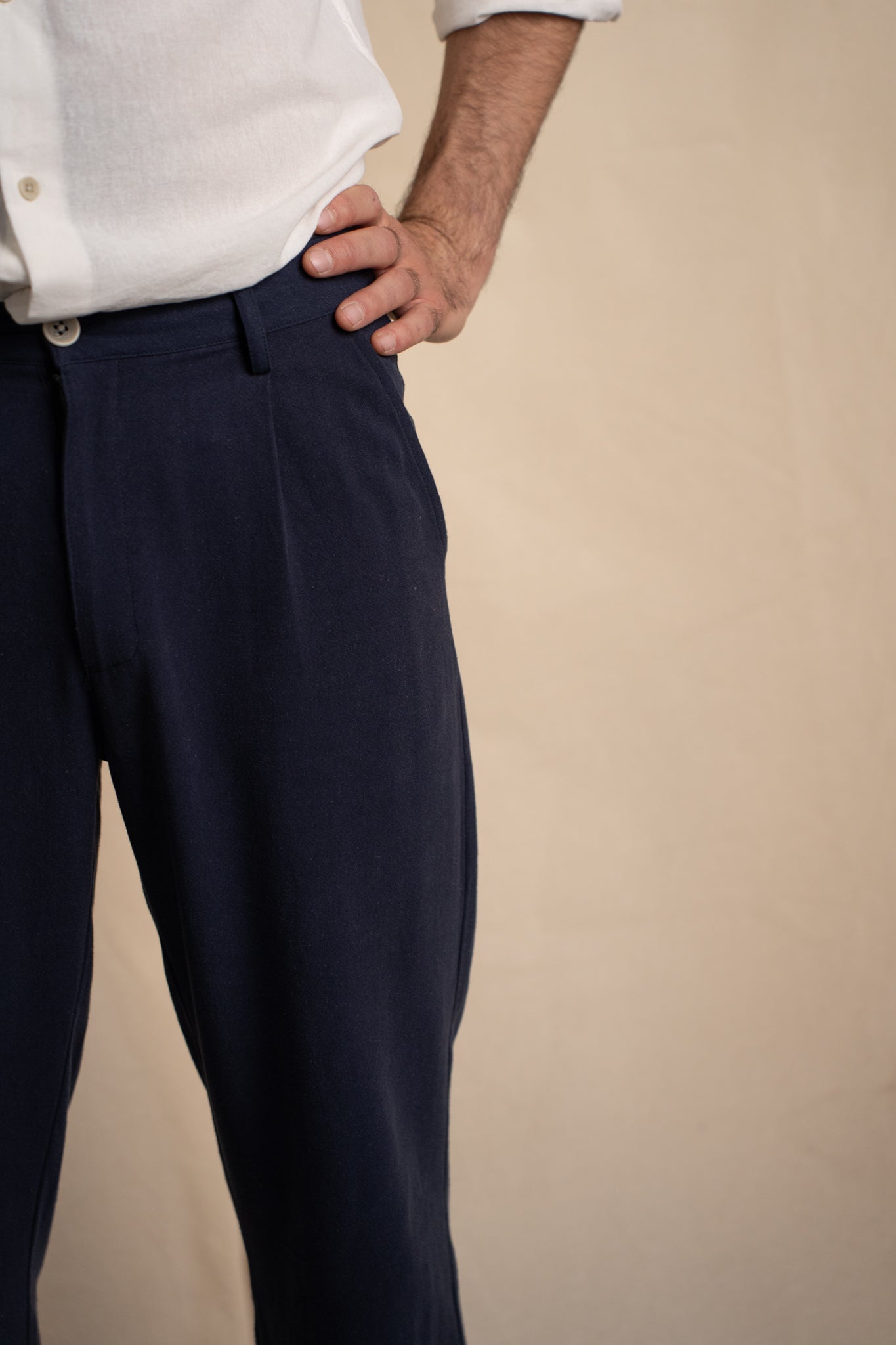 Pantalón de Lino Pinzas Navy