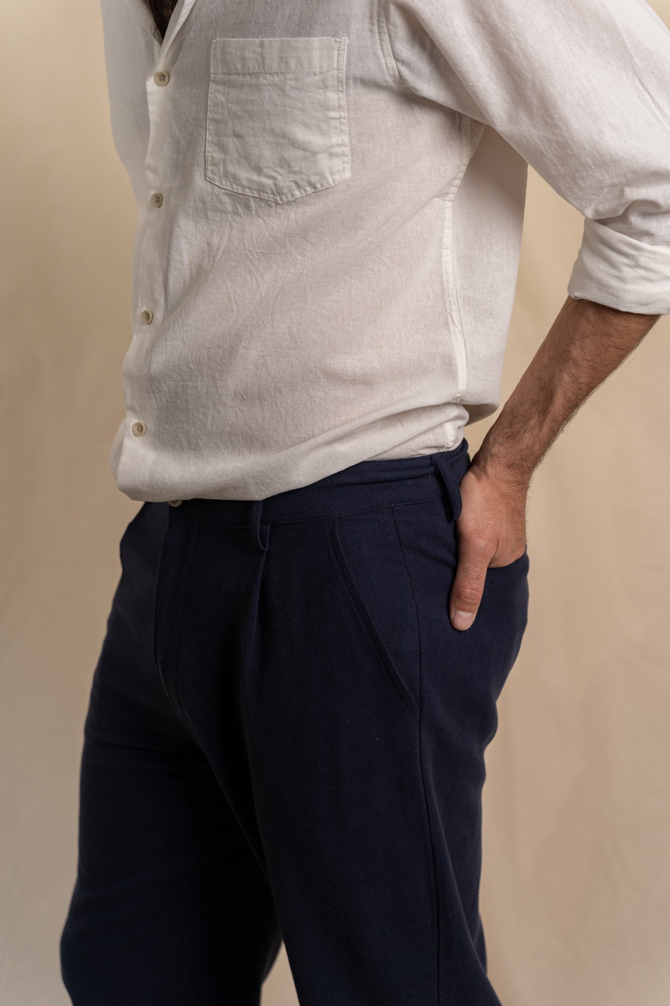 Pantalón de Lino Pinzas Navy