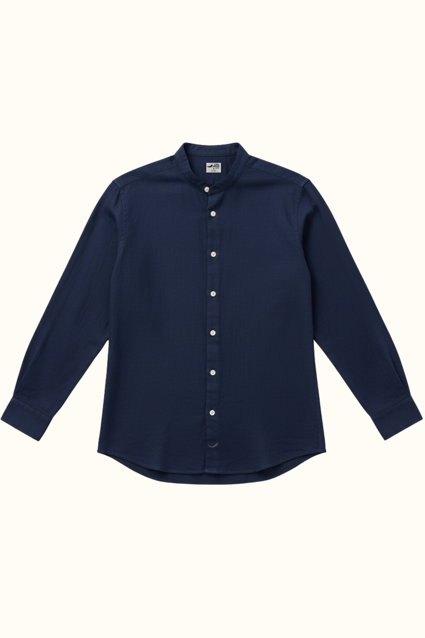 Camisa Lino Niza Cuello Mao Navy