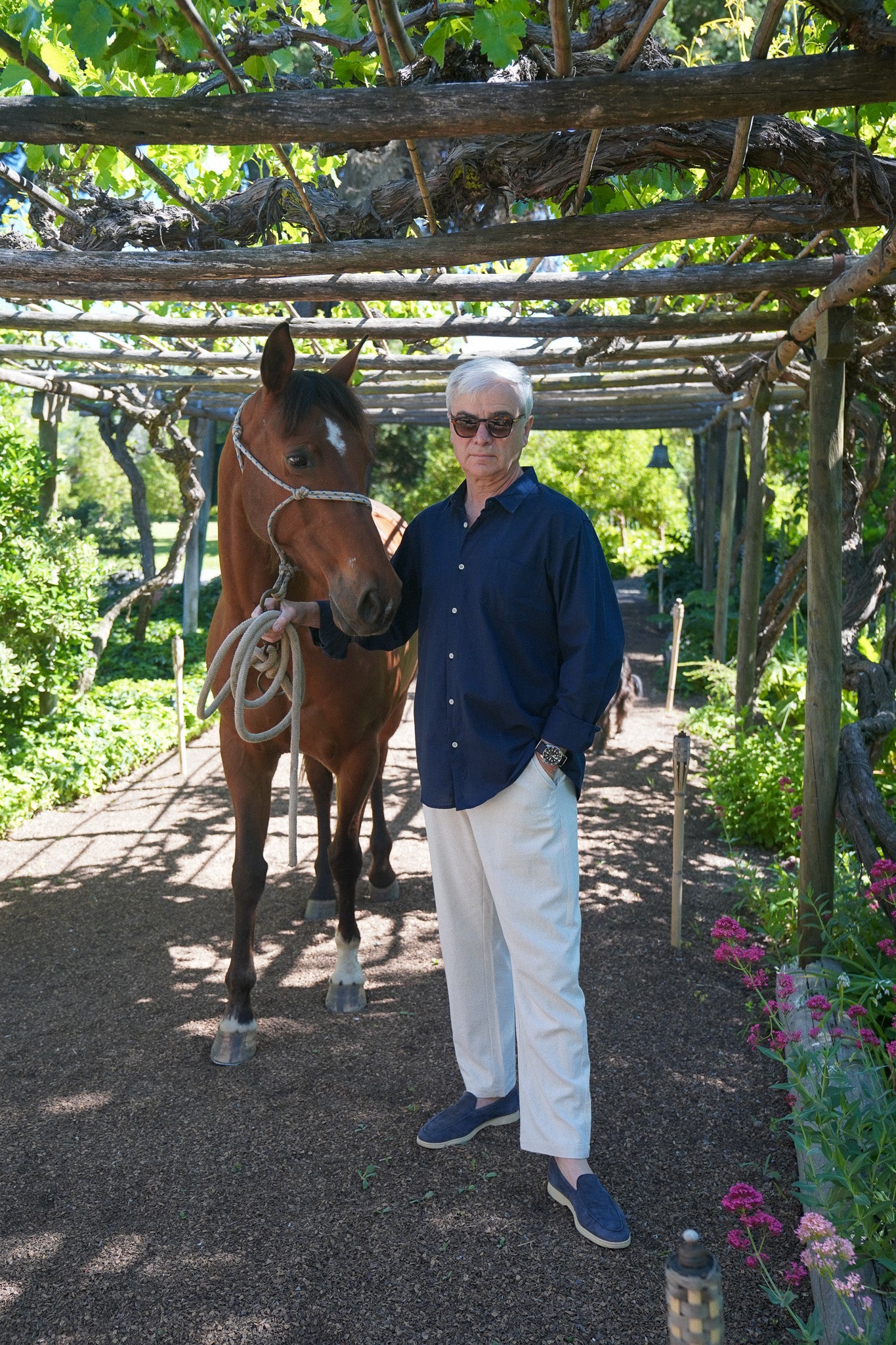 Pantalón de Lino Pinzas Beige