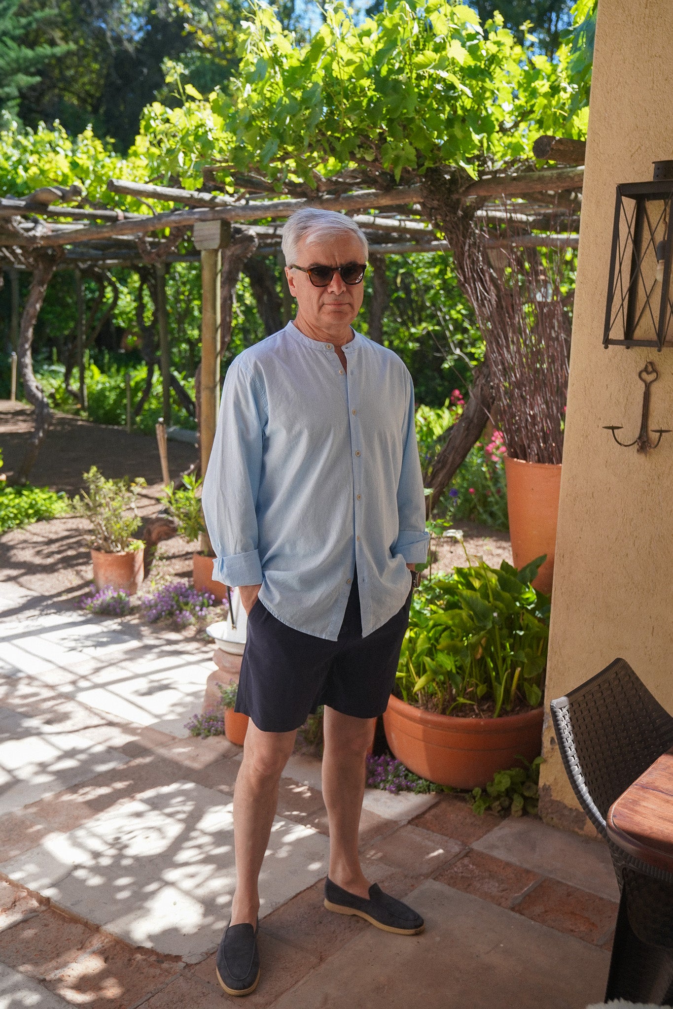 Shorts de Lino Azul Marino