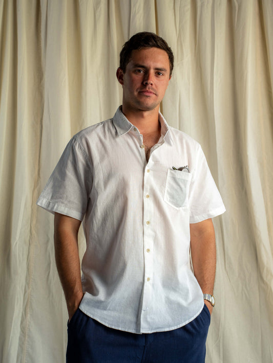Camisa Lino Rapallo Manga Corta Blanca